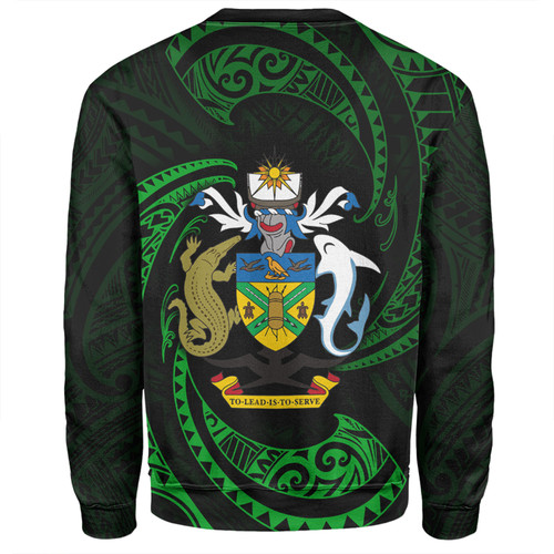 Australia South Sea Islanders Sweatshirt - Solomon Islands Green Tribal Wave Pattern Sweatshirt Australia South Sea Islanders Sweatshirt - Solomon Islands Green Tribal Wave Pattern Sweatshirt