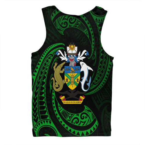 Australia South Sea Islanders Men Singlet - Solomon Islands Green Tribal Wave Pattern Men Singlet