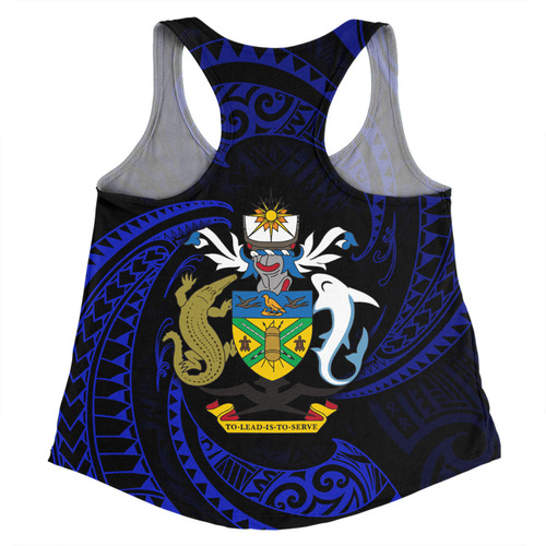 Australia South Sea Islanders Women Racerback Singlet - Solomon Islands Blue Tribal Wave Pattern Women Racerback Singlet Australia South Sea Islanders Women Racerback Singlet - Solomon Islands Blue Tribal Wave Pattern Women Racerback Singlet