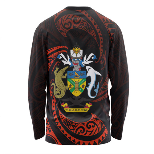 Australia South Sea Islanders Long Sleeve T-shirt - Solomon Islands Red Tribal Wave Pattern Long Sleeve T-shirt Australia South Sea Islanders Long Sleeve T-shirt - Solomon Islands Red Tribal Wave Pattern Long Sleeve T-shirt