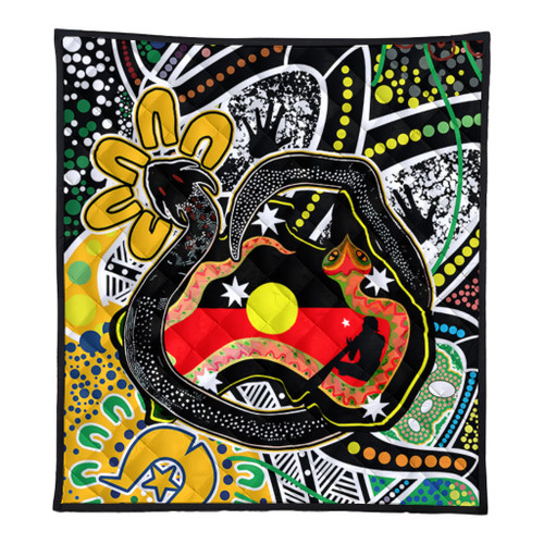 Australia Rainbow Serpent Aboriginal Quilt - Dreamtime Rainbow Serpent Creates Australia Quilt Australia Rainbow Serpent Aboriginal Quilt - Dreamtime Rainbow Serpent Creates Australia Quilt