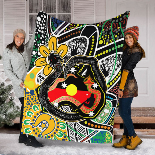 Australia Rainbow Serpent Aboriginal Blanket - Dreamtime Rainbow Serpent Creates Australia Blanket Australia Rainbow Serpent Aboriginal Blanket - Dreamtime Rainbow Serpent Creates Australia Blanket