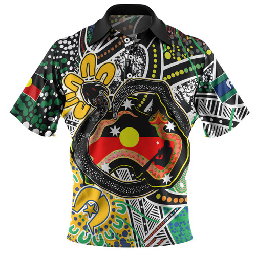 Australia Rainbow Serpent Aboriginal Polo Shirt - Dreamtime Rainbow Serpent Creates Australia Polo Shirt