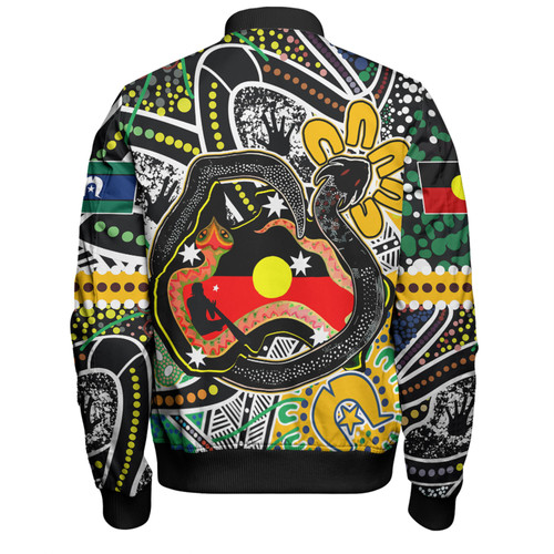 Australia Rainbow Serpent Aboriginal Bomber Jacket - Dreamtime Rainbow Serpent Creates Australia Bomber Jacket Australia Rainbow Serpent Aboriginal Bomber Jacket - Dreamtime Rainbow Serpent Creates Australia Bomber Jacket