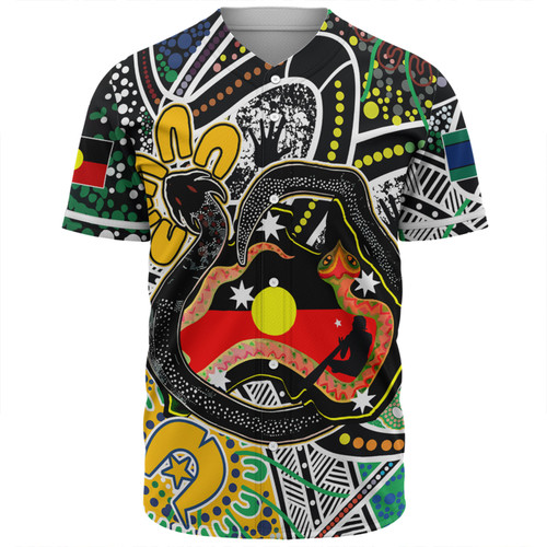 Australia Rainbow Serpent Aboriginal Baseball Shirt - Dreamtime Rainbow Serpent Creates Australia Baseball Shirt