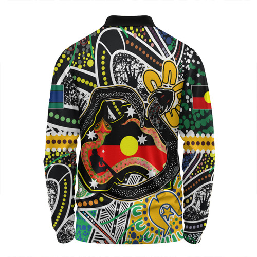 Australia Rainbow Serpent Aboriginal Long Sleeve Polo Shirt - Dreamtime Rainbow Serpent Creates Australia Long Sleeve Polo Shirt Australia Rainbow Serpent Aboriginal Long Sleeve Polo Shirt - Dreamtime Rainbow Serpent Creates Australia Long Sleeve Polo Shirt