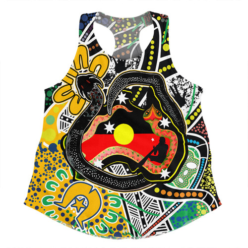 Australia Rainbow Serpent Aboriginal Women Racerback Singlet - Dreamtime Rainbow Serpent Creates Australia Women Racerback Singlet