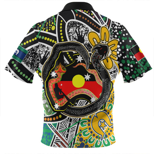 Australia Rainbow Serpent Aboriginal Zip Polo Shirt - Dreamtime Rainbow Serpent Creates Australia Zip Polo Shirt Australia Rainbow Serpent Aboriginal Zip Polo Shirt - Dreamtime Rainbow Serpent Creates Australia Zip Polo Shirt