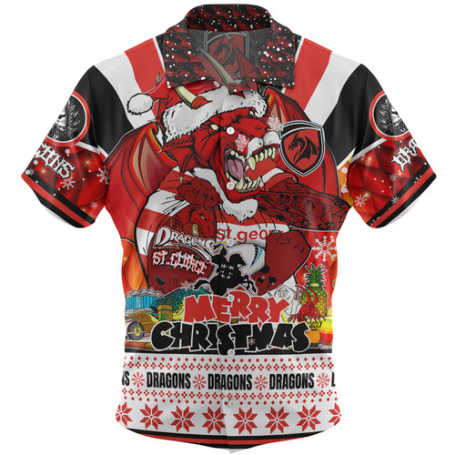 St. George Illawarra Dragons Christmas Custom Hawaiian Shirt - Dragons Santa Aussie Big Things Hawaiian Shirt