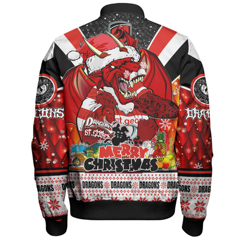 St. George Illawarra Dragons Christmas Custom Bomber Jacket - Dragons Santa Aussie Big Things Bomber Jacket St. George Illawarra Dragons Christmas Custom Bomber Jacket - Dragons Santa Aussie Big Things Bomber Jacket