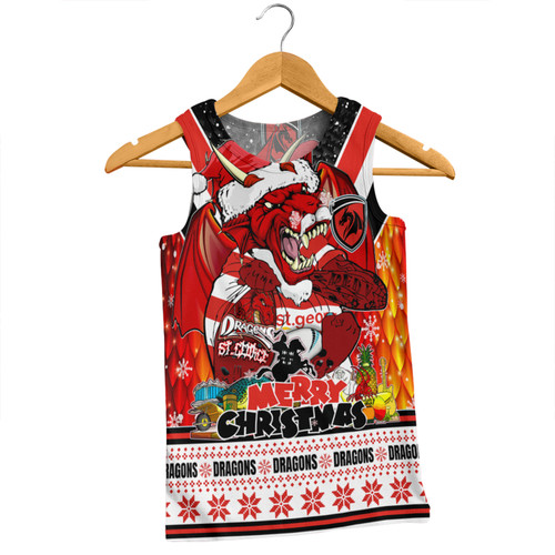 St. George Illawarra Dragons Christmas Custom Men Singlet - Dragons Santa Aussie Big Things Men Singlet