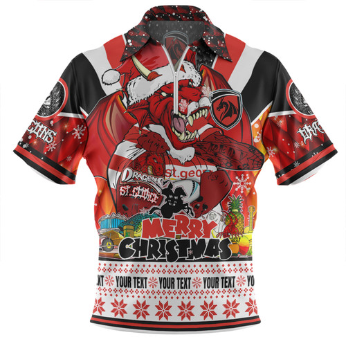 St. George Illawarra Dragons Christmas Custom Zip Polo Shirt - Dragons Santa Aussie Big Things Zip Polo Shirt St. George Illawarra Dragons Christmas Custom Zip Polo Shirt - Dragons Santa Aussie Big Things Zip Polo Shirt