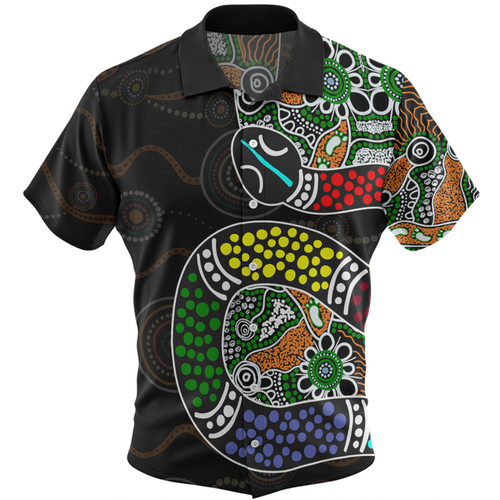Australia Rainbow Serpent Aboriginal Hawaiian Shirt - Dreamtime Rainbow Serpent Contemporary Style Hawaiian Shirt