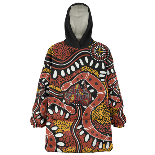 Australia Rainbow Serpent Aboriginal Snug Hoodie - Aboriginal Dot Art Snake Artwork Snug Hoodie