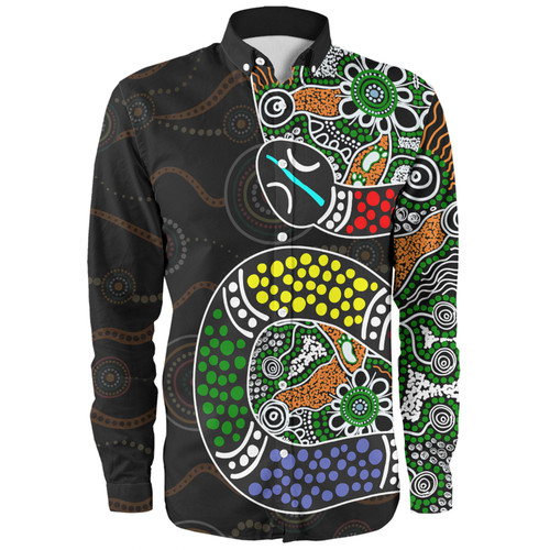 Australia Rainbow Serpent Aboriginal Long Sleeve Shirt - Dreamtime Rainbow Serpent Contemporary Style Long Sleeve Shirt