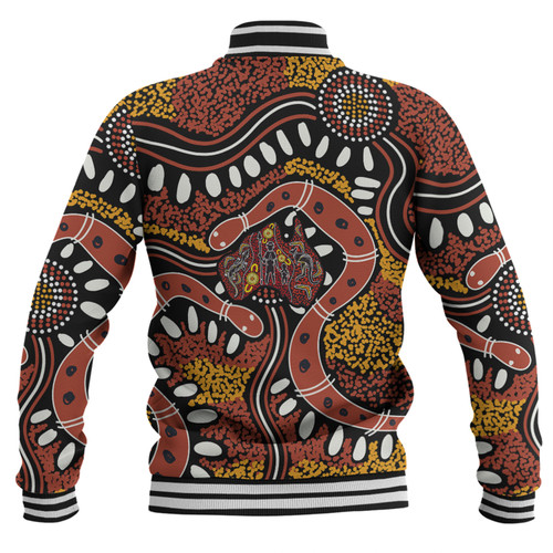 Australia Rainbow Serpent Aboriginal Baseball Jacket - Aboriginal Dot Art Snake Artwork Baseball Jacket Australia Rainbow Serpent Aboriginal Baseball Jacket - Aboriginal Dot Art Snake Artwork Baseball Jacket