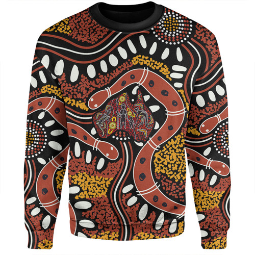 Australia Rainbow Serpent Aboriginal Sweatshirt - Aboriginal Dot Art Snake Artwork Sweatshirt