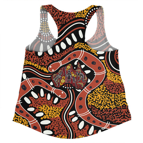 Australia Rainbow Serpent Aboriginal Women Racerback Singlet - Aboriginal Dot Art Snake Artwork Women Racerback Singlet