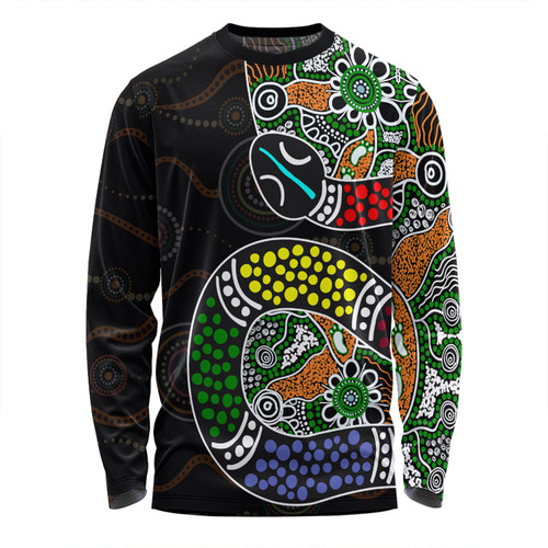 Australia Rainbow Serpent Aboriginal Long Sleeve T-shirt - Dreamtime Rainbow Serpent Contemporary Style Long Sleeve T-shirt