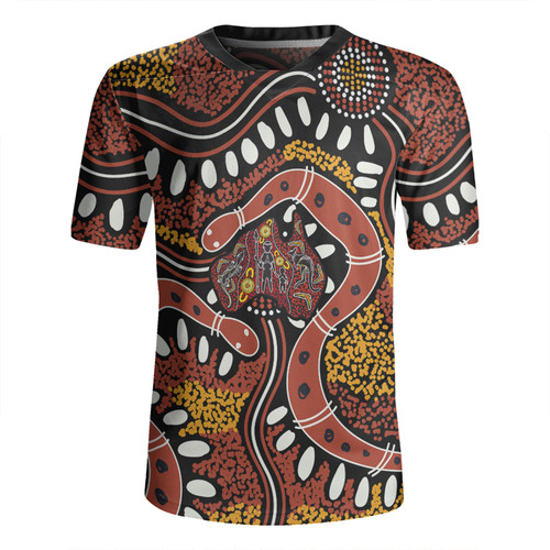 Australia Rainbow Serpent Aboriginal Rugby Jersey - Aboriginal Dot Art Snake Artwork Rugby Jersey