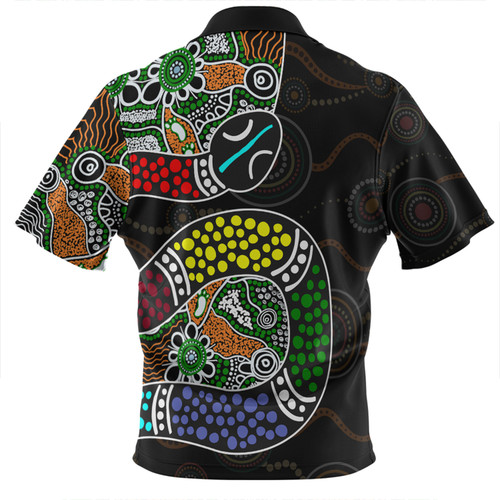 Australia Rainbow Serpent Aboriginal Zip Polo Shirt - Dreamtime Rainbow Serpent Contemporary Style Zip Polo Shirt Australia Rainbow Serpent Aboriginal Zip Polo Shirt - Dreamtime Rainbow Serpent Contemporary Style Zip Polo Shirt