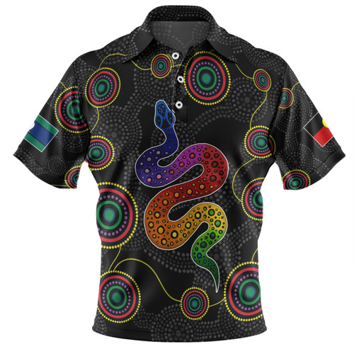 Australia Aboriginal Custom Polo Shirt - Indigenous Dreaming Rainbow Serpent Inspired Polo Shirt