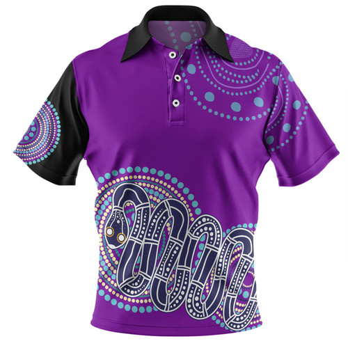 Australia Aboriginal Custom Polo Shirt - Purple Rainbow Serpent Dreaming Inspired Polo Shirt