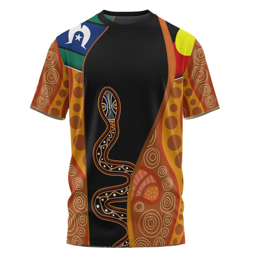 Australia Aboriginal Custom T-shirt - Indigenous Rainbow Serpent Inspired T-shirt