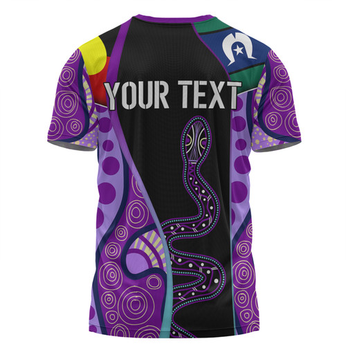 Australia Aboriginal Custom T-shirt - Purple Indigenous Rainbow Serpent Inspired T-shirt Australia Aboriginal Custom T-shirt - Purple Indigenous Rainbow Serpent Inspired T-shirt