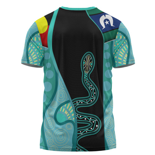 Australia Aboriginal Custom T-shirt - Turquoise Indigenous Rainbow Serpent Inspired T-shirt Australia Aboriginal Custom T-shirt - Turquoise Indigenous Rainbow Serpent Inspired T-shirt