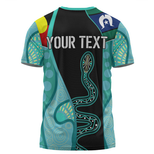 Australia Aboriginal Custom T-shirt - Turquoise Indigenous Rainbow Serpent Inspired T-shirt Australia Aboriginal Custom T-shirt - Turquoise Indigenous Rainbow Serpent Inspired T-shirt