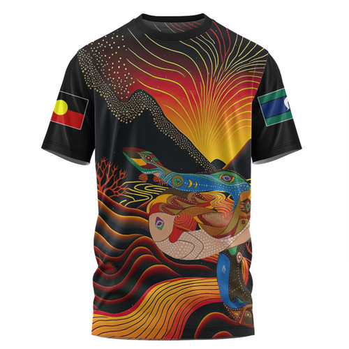 Australia Aboriginal Custom T-shirt - Rainbow Serpent In Aboriginal Dreaming Art Inspired T-shirt