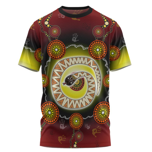 Australia Aboriginal Custom T-shirt - The Rainbow Serpent Dreaming Spirit Art T-shirt