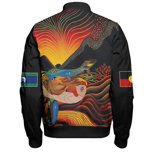 Australia Aboriginal Custom Bomber Jacket - Rainbow Serpent In Aboriginal Dreaming Art Inspired Bomber Jacket Australia Aboriginal Custom Bomber Jacket - Rainbow Serpent In Aboriginal Dreaming Art Inspired Bomber Jacket