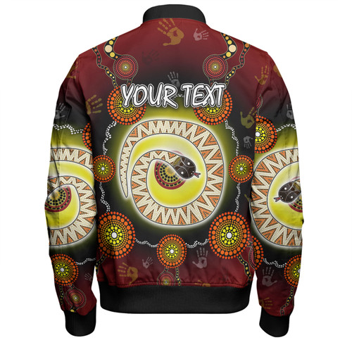 Australia Aboriginal Custom Bomber Jacket - The Rainbow Serpent Dreaming Spirit Art Bomber Jacket Australia Aboriginal Custom Bomber Jacket - The Rainbow Serpent Dreaming Spirit Art Bomber Jacket