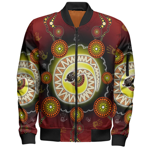 Australia Aboriginal Custom Bomber Jacket - The Rainbow Serpent Dreaming Spirit Art Bomber Jacket