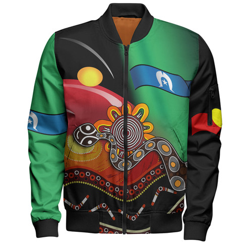 Australia Aboriginal Custom Bomber Jacket - The Rainbow Serpent Dreamtime Give Shape To The Earth Bomber Jacket