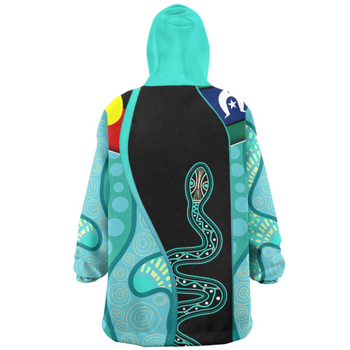 Australia Aboriginal Custom Snug Hoodie - Turquoise Indigenous Rainbow Serpent Inspired Snug Hoodie