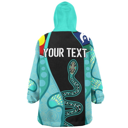 Australia Aboriginal Custom Snug Hoodie - Turquoise Indigenous Rainbow Serpent Inspired Snug Hoodie