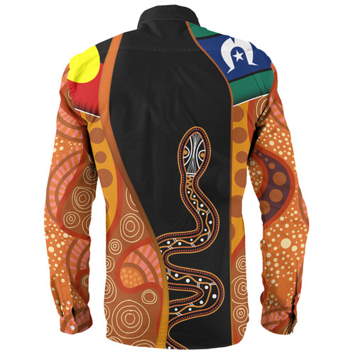 Australia Aboriginal Custom Long Sleeve Shirt - Indigenous Rainbow Serpent Inspired Long Sleeve Shirt Australia Aboriginal Custom Long Sleeve Shirt - Indigenous Rainbow Serpent Inspired Long Sleeve Shirt