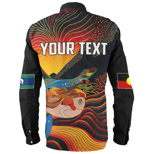 Australia Aboriginal Custom Long Sleeve Shirt - Rainbow Serpent In Aboriginal Dreaming Art Inspired Long Sleeve Shirt Australia Aboriginal Custom Long Sleeve Shirt - Rainbow Serpent In Aboriginal Dreaming Art Inspired Long Sleeve Shirt
