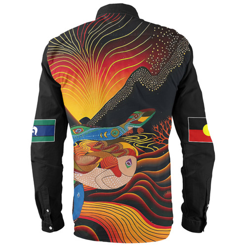 Australia Aboriginal Custom Long Sleeve Shirt - Rainbow Serpent In Aboriginal Dreaming Art Inspired Long Sleeve Shirt Australia Aboriginal Custom Long Sleeve Shirt - Rainbow Serpent In Aboriginal Dreaming Art Inspired Long Sleeve Shirt