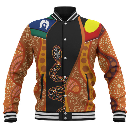 Australia Aboriginal Custom Baseball Jacket - Indigenous Rainbow Serpent Inspired Baseball Jacket