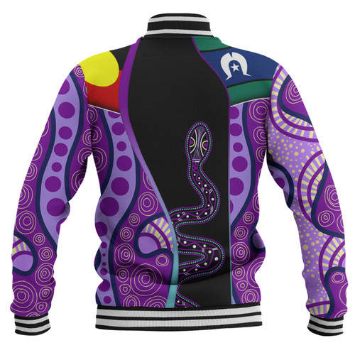 Australia Aboriginal Custom Baseball Jacket - Purple Indigenous Rainbow Serpent Inspired Baseball Jacket Australia Aboriginal Custom Baseball Jacket - Purple Indigenous Rainbow Serpent Inspired Baseball Jacket