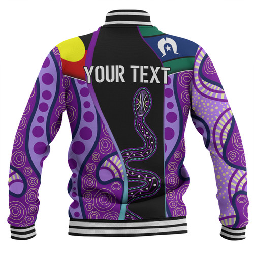 Australia Aboriginal Custom Baseball Jacket - Purple Indigenous Rainbow Serpent Inspired Baseball Jacket Australia Aboriginal Custom Baseball Jacket - Purple Indigenous Rainbow Serpent Inspired Baseball Jacket
