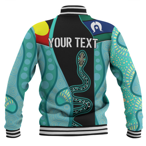 Australia Aboriginal Custom Baseball Jacket - Turquoise Indigenous Rainbow Serpent Inspired Baseball Jacket Australia Aboriginal Custom Baseball Jacket - Turquoise Indigenous Rainbow Serpent Inspired Baseball Jacket