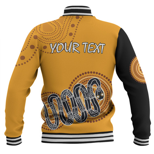 Australia Aboriginal Custom Baseball Jacket - Orange Rainbow Serpent Dreaming Inspired Baseball Jacket Australia Aboriginal Custom Baseball Jacket - Orange Rainbow Serpent Dreaming Inspired Baseball Jacket