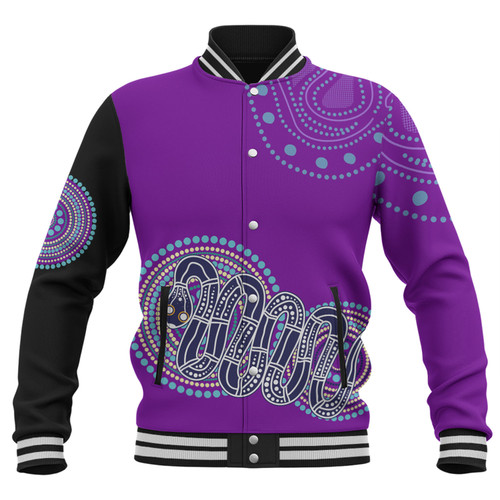 Australia Aboriginal Custom Baseball Jacket - Purple Rainbow Serpent Dreaming Inspired Baseball Jacket