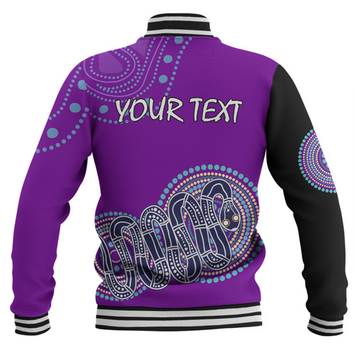 Australia Aboriginal Custom Baseball Jacket - Purple Rainbow Serpent Dreaming Inspired Baseball Jacket Australia Aboriginal Custom Baseball Jacket - Purple Rainbow Serpent Dreaming Inspired Baseball Jacket