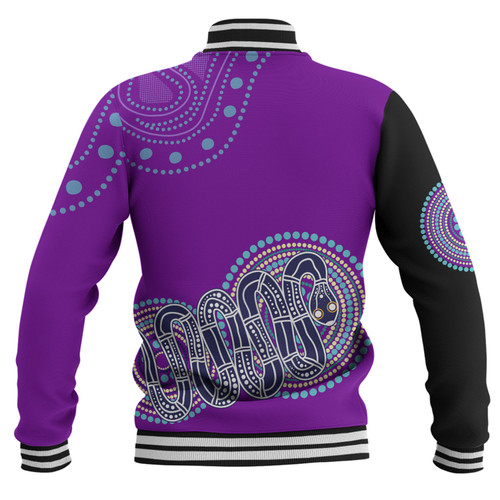 Australia Aboriginal Custom Baseball Jacket - Purple Rainbow Serpent Dreaming Inspired Baseball Jacket Australia Aboriginal Custom Baseball Jacket - Purple Rainbow Serpent Dreaming Inspired Baseball Jacket
